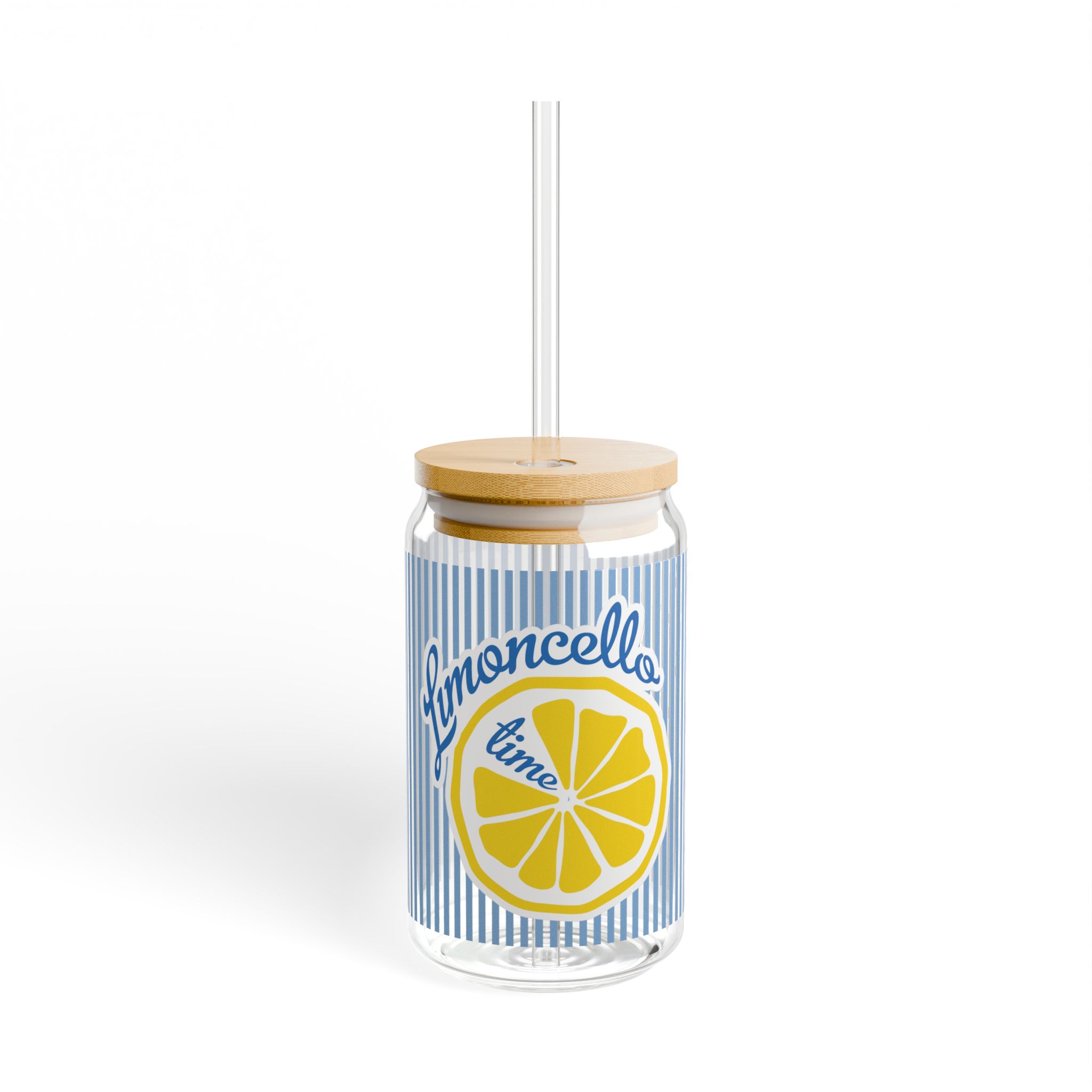 Limoncello Sipping Glass Beach Tumbler Set Summer Theme Coastal Decor Vacation Style Girls Night Cup Design Blue Lemon Party Drink Beach